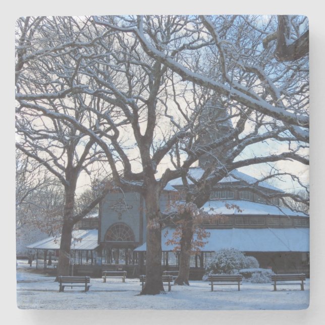 Tabernacle Morgon efter Snö - Martha's Vineyard Stenunderlägg (Framsidan)