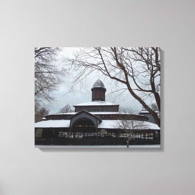 Tabernacle och Snö Grått Himlar- Martha's Vineyard Canvastryck (Framsida)