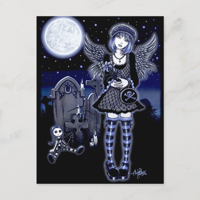 ’Tabitha’ Gothic Guardian Angel Postcard Vykort (Framsida)