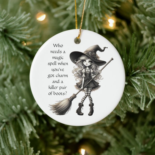 Tabitha och hennes Boots - Witch Julgransprydnad Keramik (Träd)