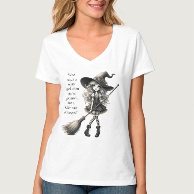 Tabitha och hennes Boots - Witch T-Shirt (Framsida)