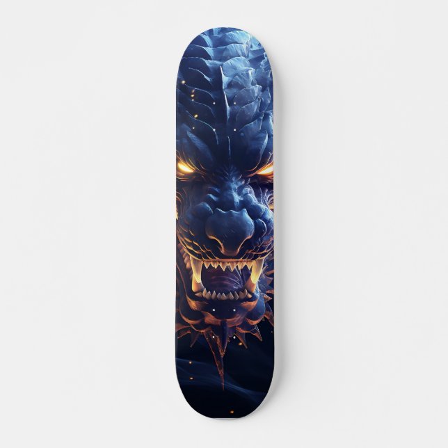 Tabla de Skate Demoníaco dragón azul Mini Skateboard Bräda 18,5 Cm (Framsida)