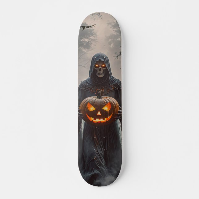 Tabla de Skate Fantasma con Calabaza Mini Skateboard Bräda 18,5 Cm (Framsida)
