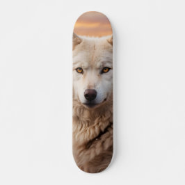 Tabla de Skate Lobo Blanco en el Atardecer Mini Skateboard Bräda 18,5 Cm