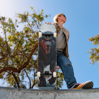 Tabla de Skate Lobo del Horror en Bosque Frío Mini Skateboard Bräda 18,5 Cm