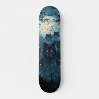 Tabla de Skate Lobos en un Bosque Nocturno  Mini Skateboard Bräda 18,5 Cm