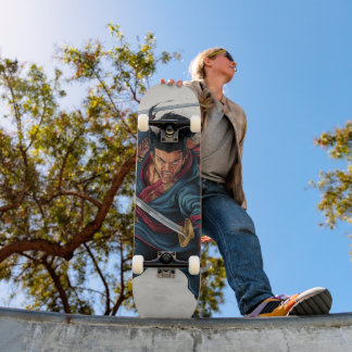 Tabla de Skate Samurái Japonés Atacando Mini Skateboard Bräda 18,5 Cm