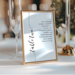Table 2 Vertical Script Wedding Seating Chart Card Inbjudningar