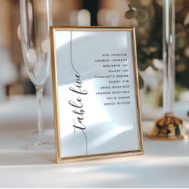 Table 5 Vertical Script Wedding Seating Chart Card Inbjudningar