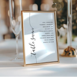 Table 7 Vertical Script Wedding Seating Chart Card Inbjudningar
