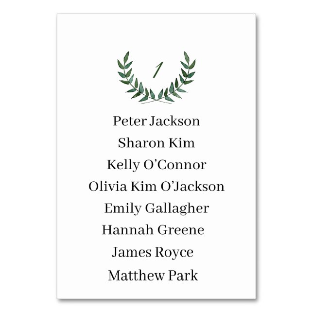 Table Card Bordsnummer (Framsidan)