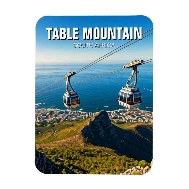 Table Mountain Ariel Cableway Sydafrika Magnet (Vertikal)