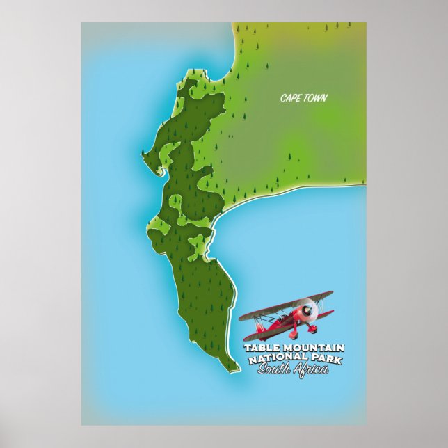 Table Mountain National Park Sydafrika karta Poster (Framsidan)