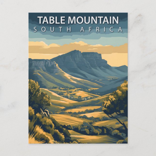 Table Mountain Sydafrika Vintage Vykort (Framsida)