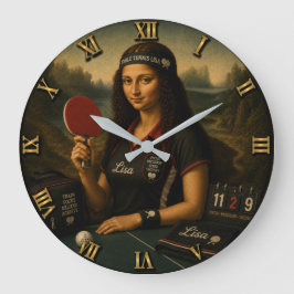 Table Tennis Funny Mona Lisa Ping Pong Stor Klocka