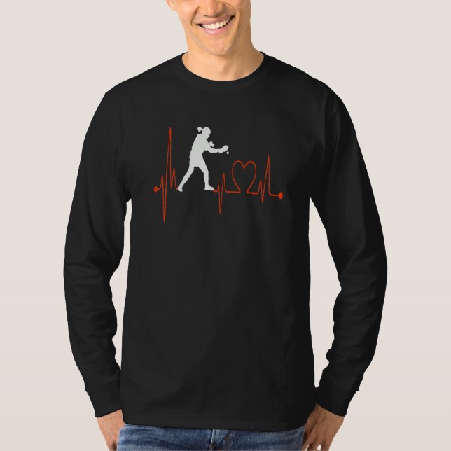 Table Tennis Player Heartbeat EKG Pulse Line Ping  T Shirt (Framsida)