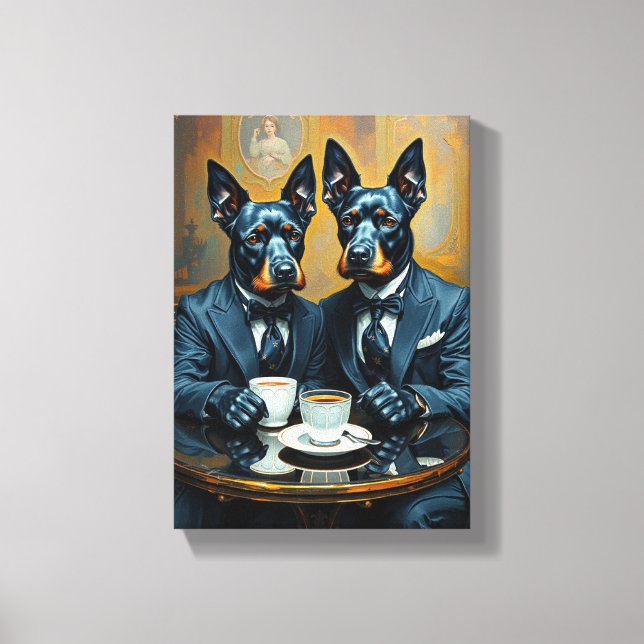 Tableau Décoratif (Deux Chien Doberman Élégant) Canvastryck (Framsida)