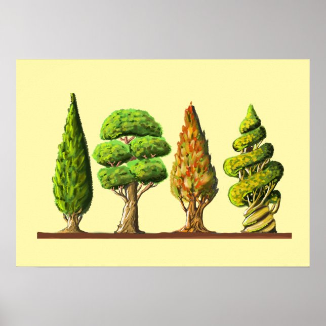 tableau des trois arbres sculptés dessin digital poster (Framsidan)