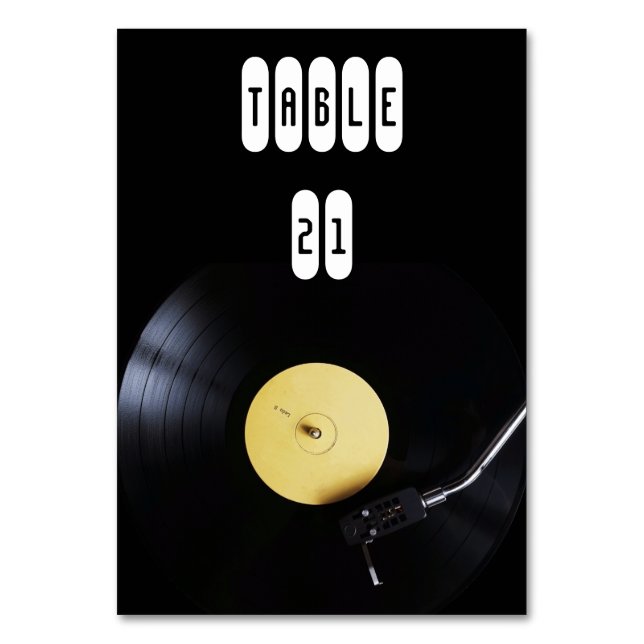 TableCard: Vinylpost på flyttbar dator. Retrotema Bordsnummer (Framsidan)