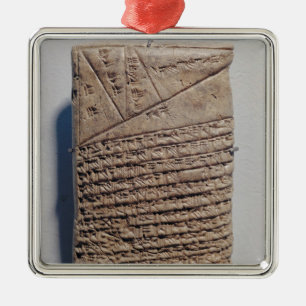 Tablet med fjortonlinjer av en matematisk text julgransprydnad metall