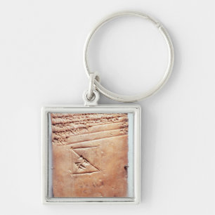 Tableten med kilskrift skrivar, c.1830-1530 BC Fyrkantig Silverfärgad Nyckelring