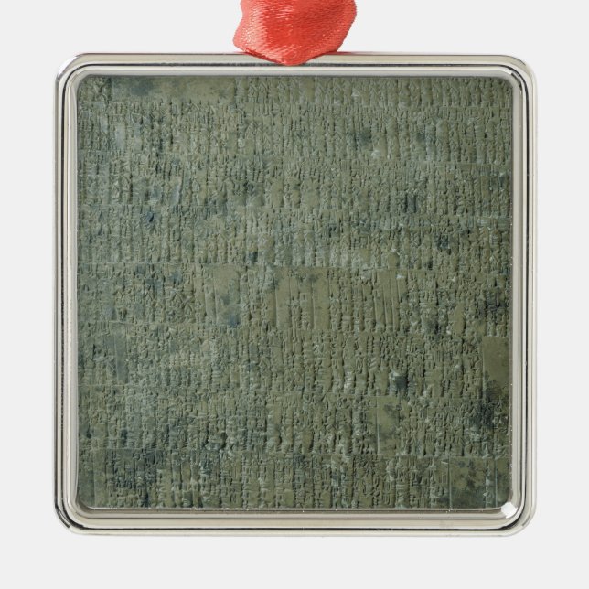 Tableten med kilskrift skrivar julgransprydnad metall (Framsidan)