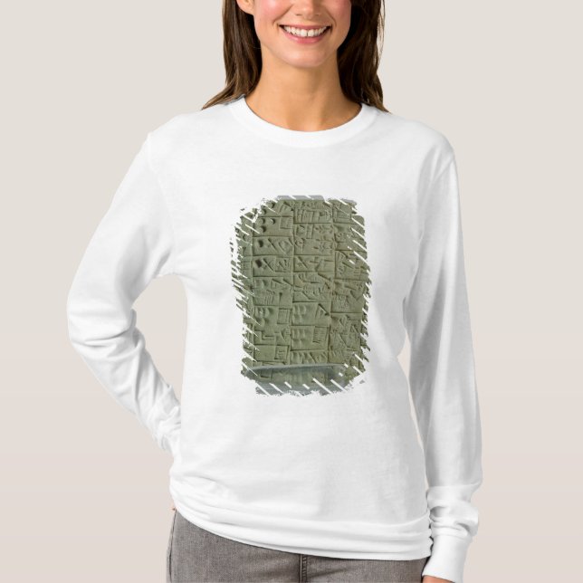 Tableten med kilskrift skrivar tee (Framsida)