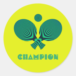 Tabletennis champion gult teal retro stil runt klistermärke