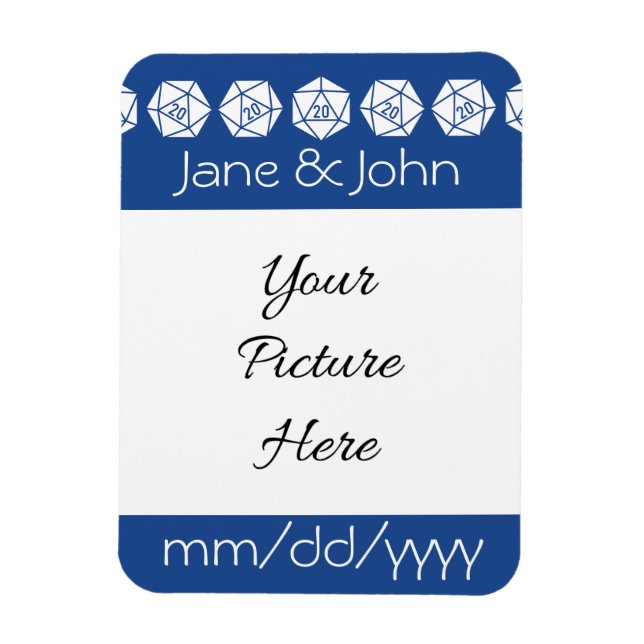 Tabletop-Chic i Blue Spara-the-Date Magnet (Vertikal)