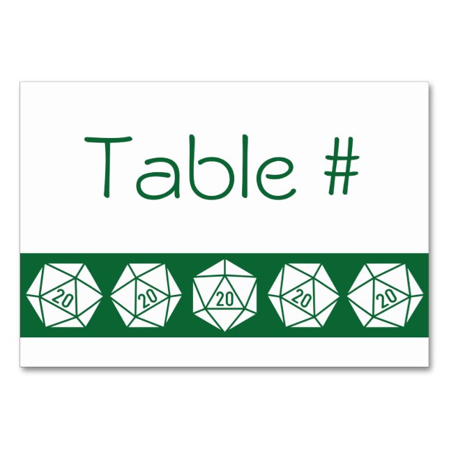 Tabletop-Chic i Grönt Bord-kort Bordsnummer (Framsidan)