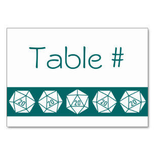 Tabletop-Chic i Teal Bord Card Bordsnummer