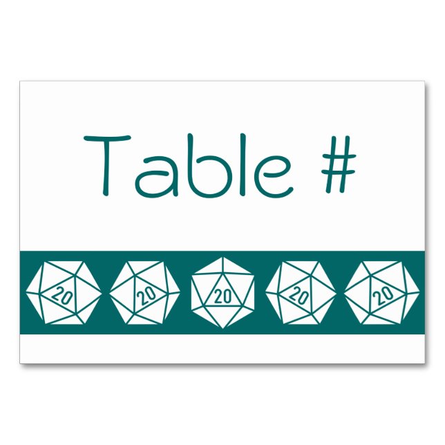 Tabletop-Chic i Teal Bord Card Bordsnummer (Framsidan)
