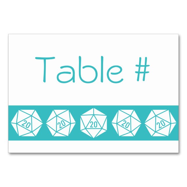 Tabletop-Chic i Turquise Bord Card Bordsnummer (Framsidan)