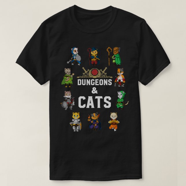 Tabletop Gamer Cats RPG D20 Dice RPG Fantasy Rolep T Shirt (Design framsida)