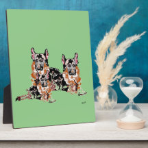 Tabletop Plaque med Easel: GERMAN SHEPHERDS