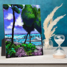 Tabletop Plaque Whimsical Beach Ligcape Art