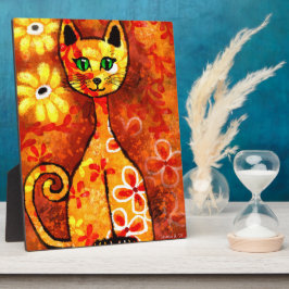 Tabletop Plaque Whimsical Retro 60:s Kattunge Art