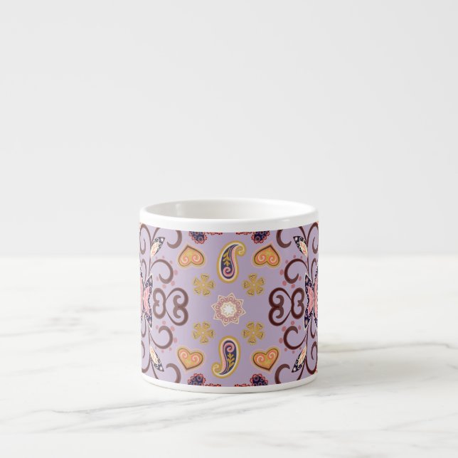 Tablettduk av indisk blommigt: underbar pastel mön espressomugg (Framsidan)