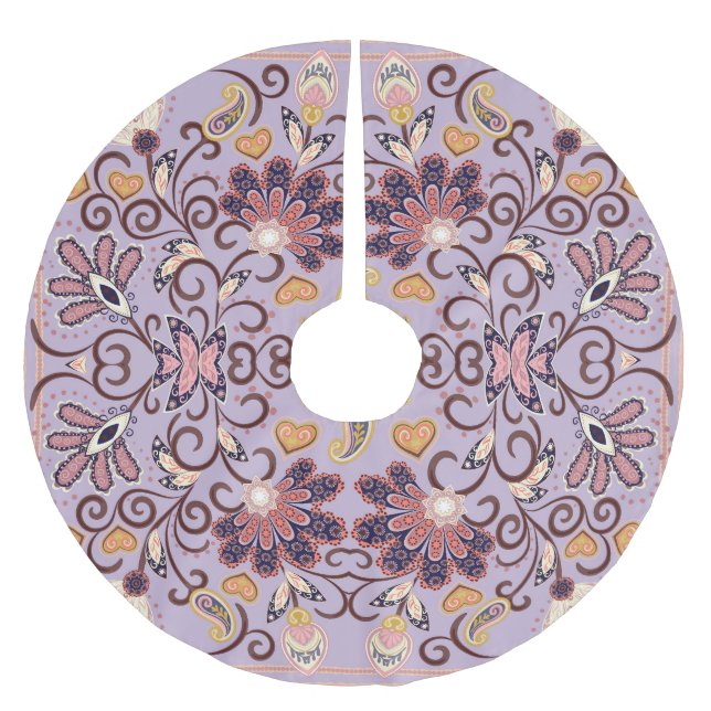 Tablettduk av indisk blommigt: underbar pastel mön julgransmatta borstad polyester (Framsidan)