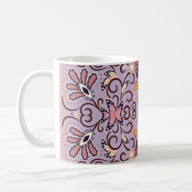 Tablettduk av indisk blommigt: underbar pastel mön kaffemugg (Vänster)
