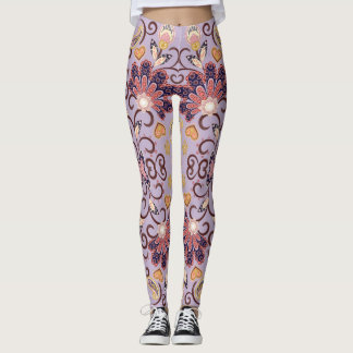 Tablettduk av indisk blommigt: underbar pastel mön leggings