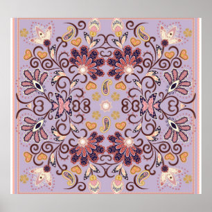Tablettduk av indisk blommigt: underbar pastel mön poster