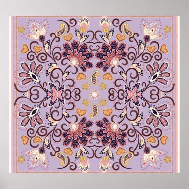 Tablettduk av indisk blommigt: underbar pastel mön poster (Framsidan)
