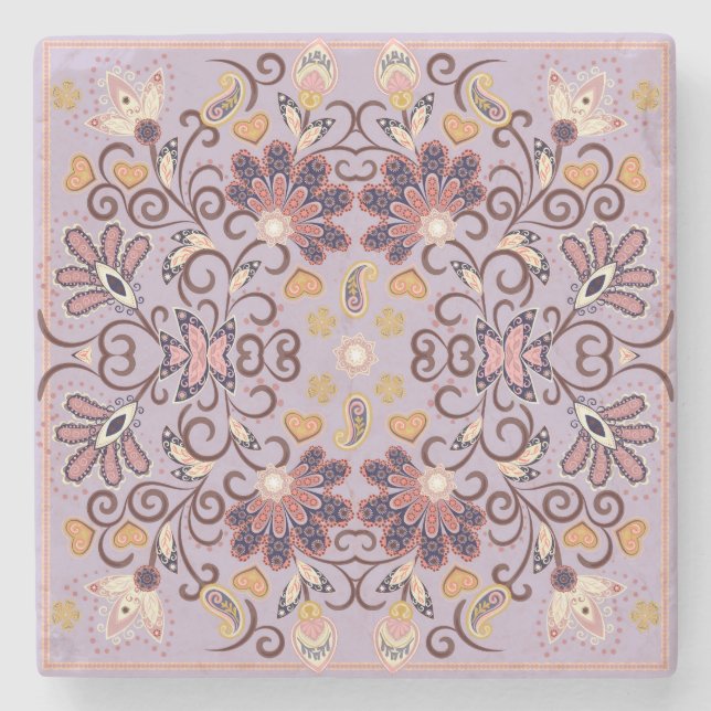 Tablettduk av indisk blommigt: underbar pastel mön stenunderlägg (Framsidan)