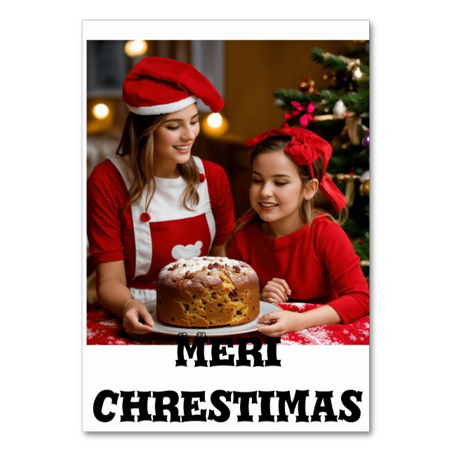 Tabletter som skrivs ut med meri chrestimas design bordsnummer (Framsidan)