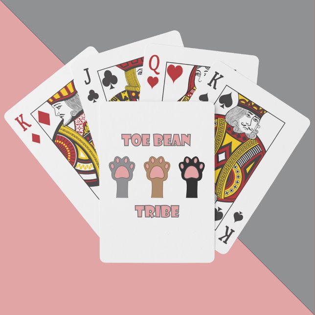 Tåböle Stammen Söta Kattklor Casinokort (A deck of cards that has three cat paws and says toe bean tribe.)