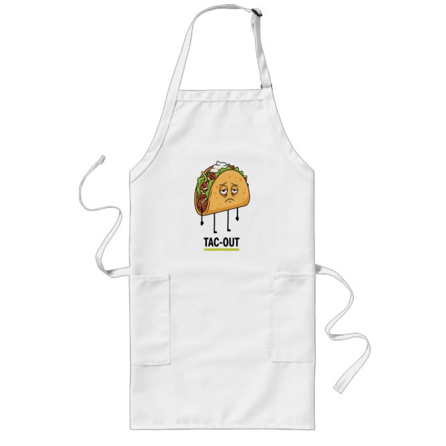 Tac-Out Humör – Rolig Uttröttad Taco Puns Långt Förkläde (Framsidan)
