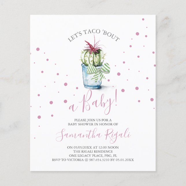 Tacho Bout Baby Shower för budgetvattenfärg Flygblad (Framsidan)
