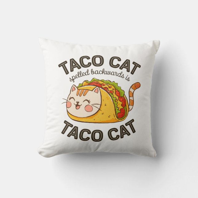Tacho Cat är Kattdjuret Taco Cat Cute Kudde (Framsida)