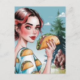 Tacho i skogen med Ledsen Sasquatch Vykort